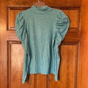 Chic Teal Puff Sleeve Blouse